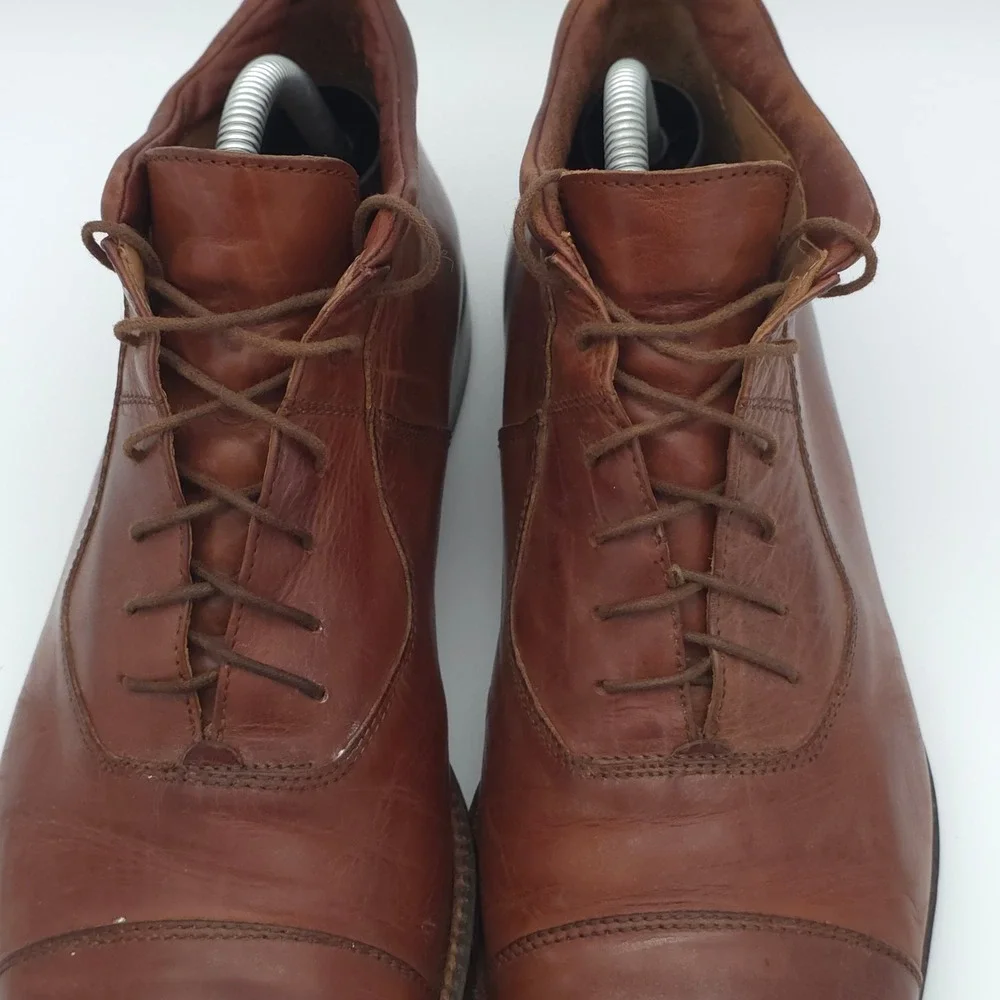Johnston & Murphy Chukka Boots Mens 9.5 Leather Brown Cap Toe Made in Italy Work